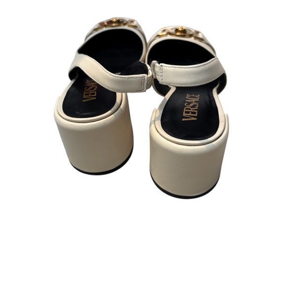 Versace Sling Back Vitello Metal Logo Heel - 38 (US 8) - Picture 2 of 6
